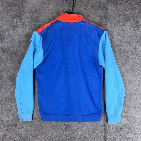 Chubbies‎ Sweater Mens Small Blue White Colorblock Pullover 1/4 Zip - Picture 9 of 12